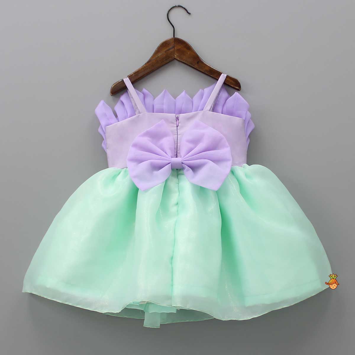 Purple Rose Petal Dual Tone Dress With Detachable Bow