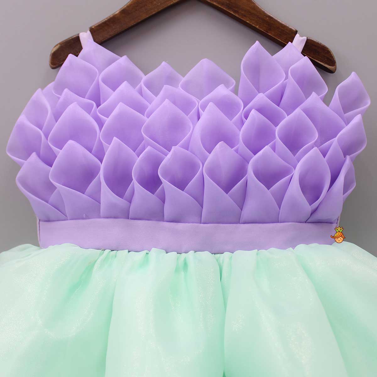 Purple Rose Petal Dual Tone Dress With Detachable Bow