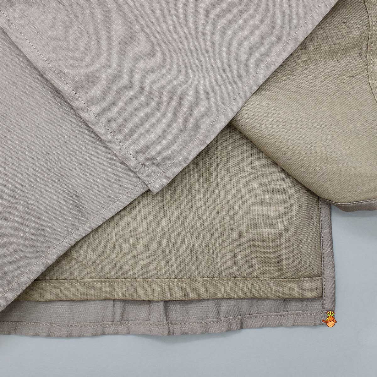 Pre Order: Embroidery And Sequins Lace Brown Kurta And Pyjama