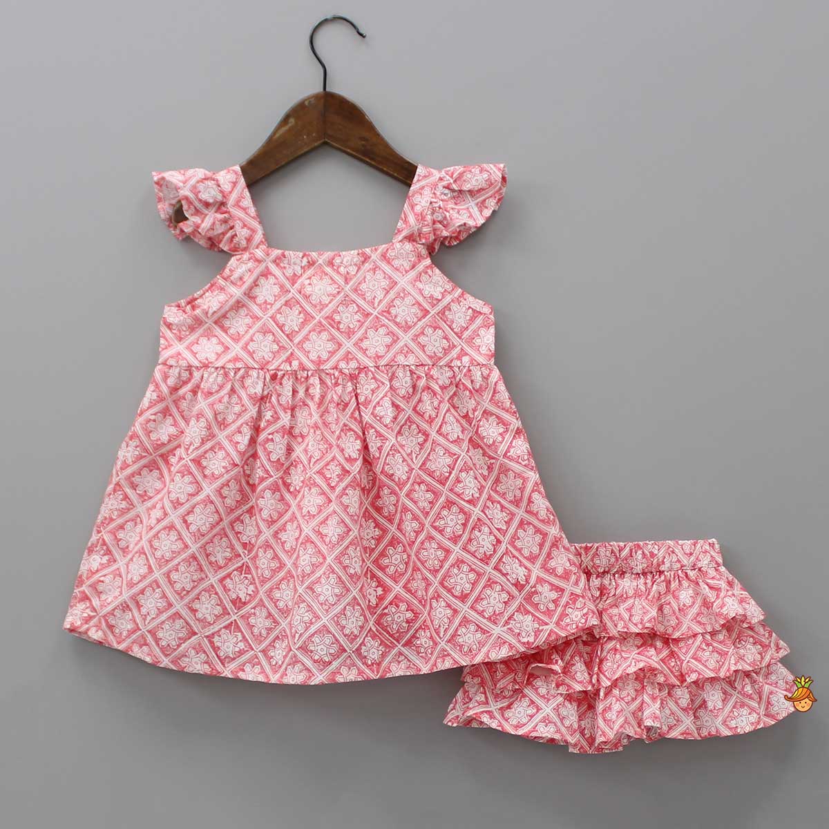 Pre Order: Flutter Tunic Dress With Ruffled Bloomer