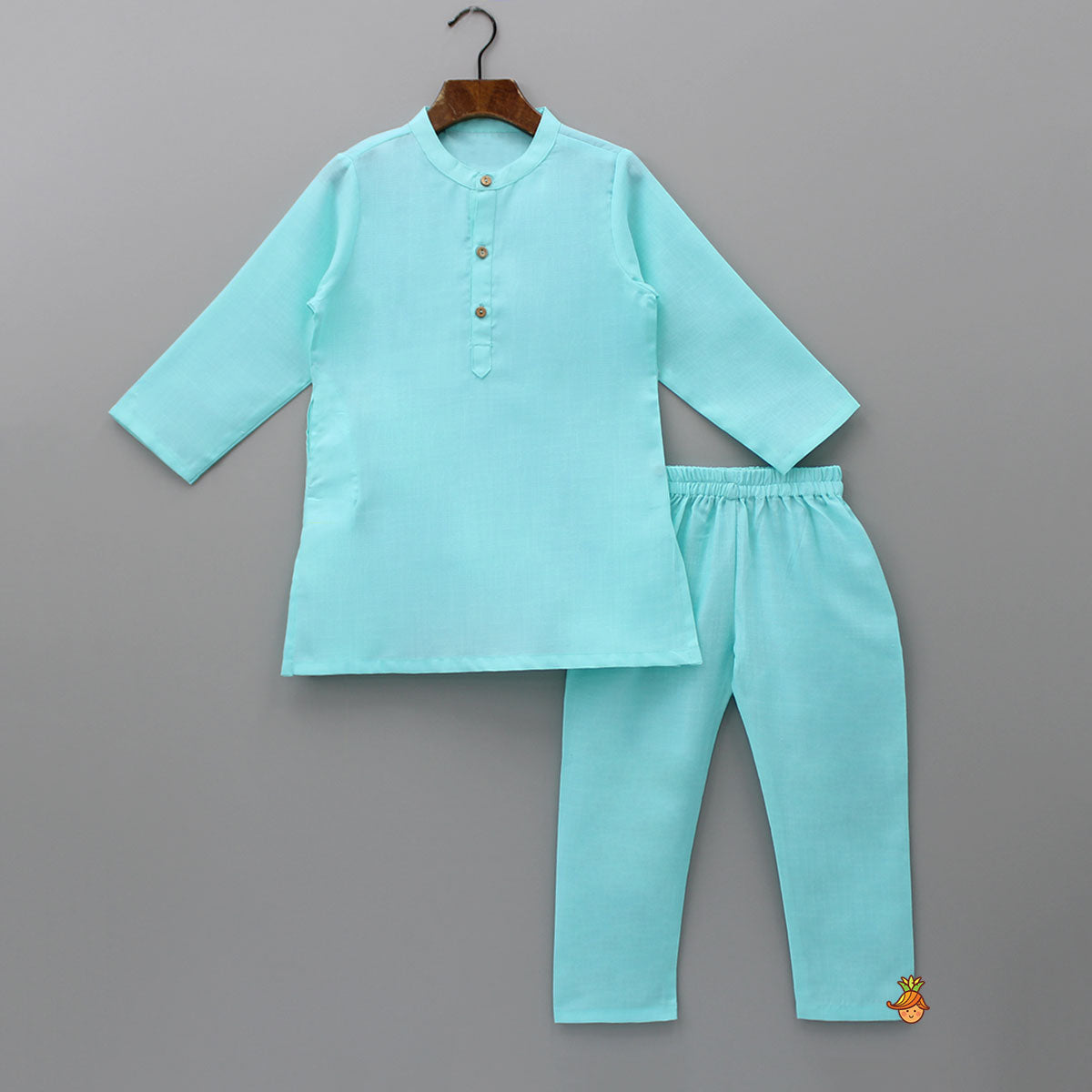 Blue Kurta With Multicolour Jacket And Pyjama