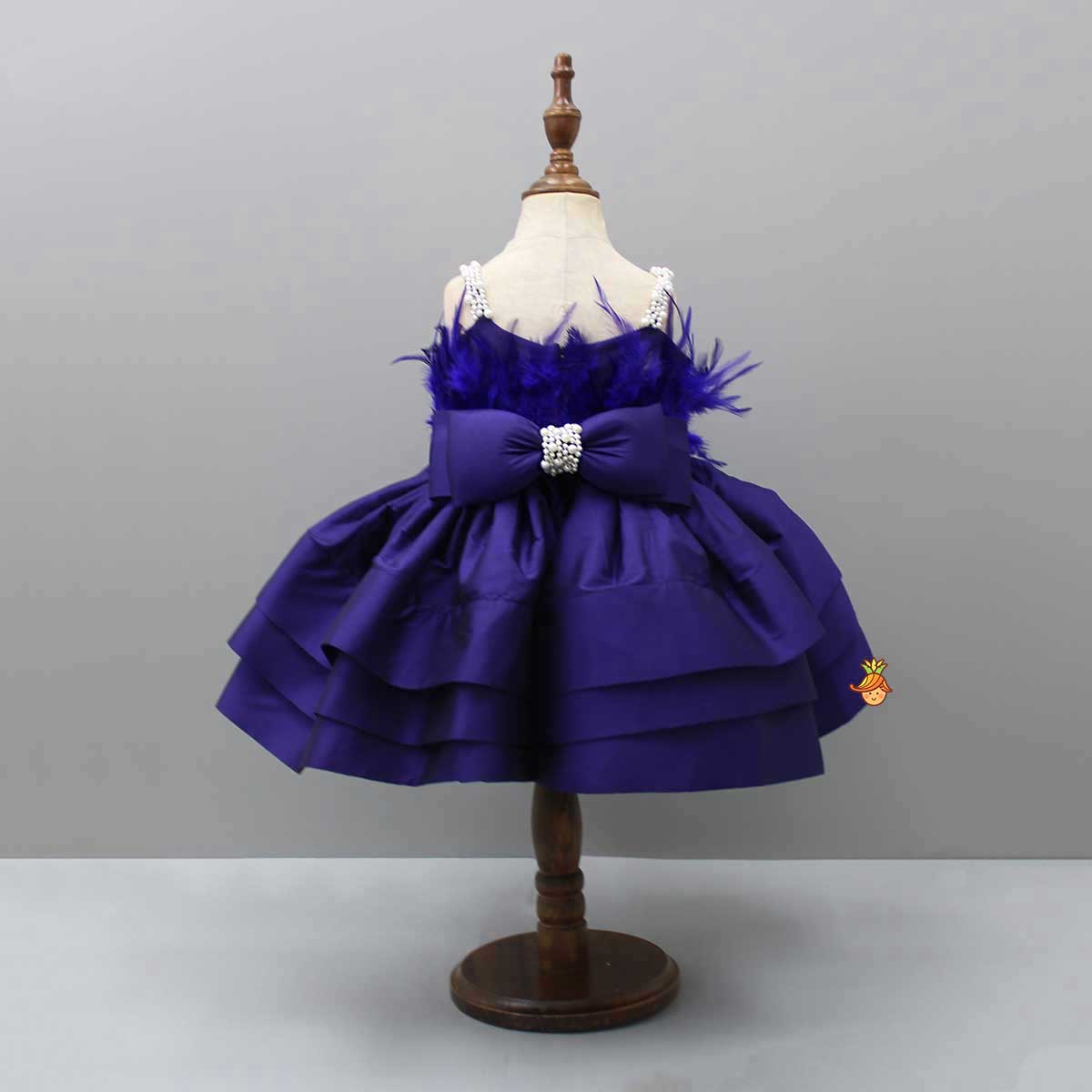 Pre Order: Elegant Purple Layered Dress With Matching Detachable Bow And Head Band