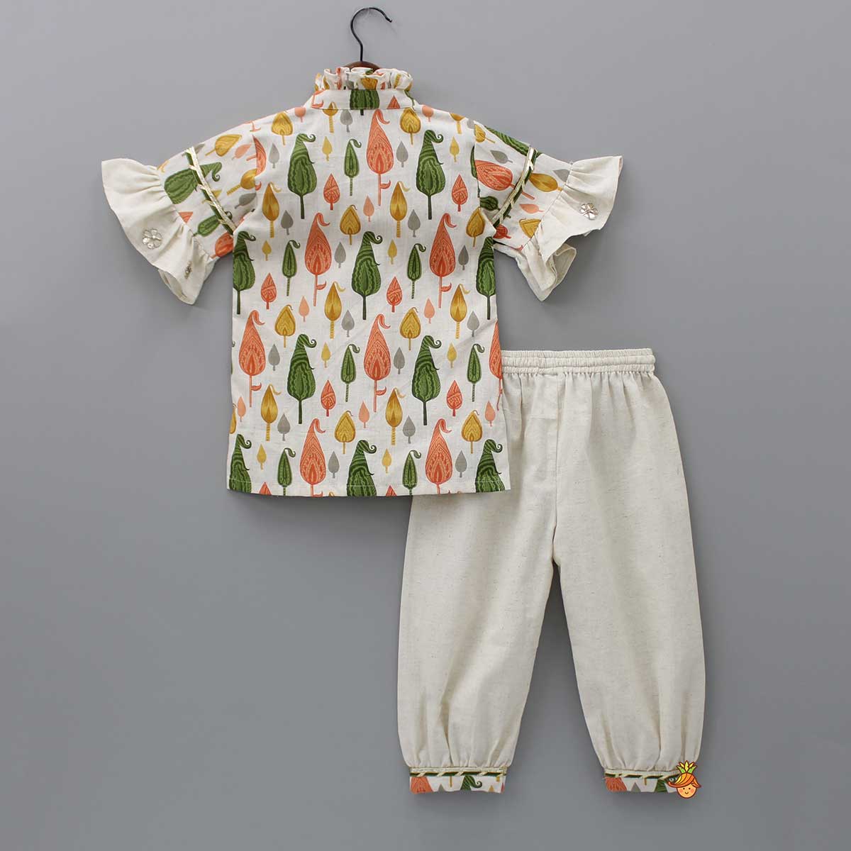 Pre Order: Multicolour Printed Kurti With Stylish Hem Pant