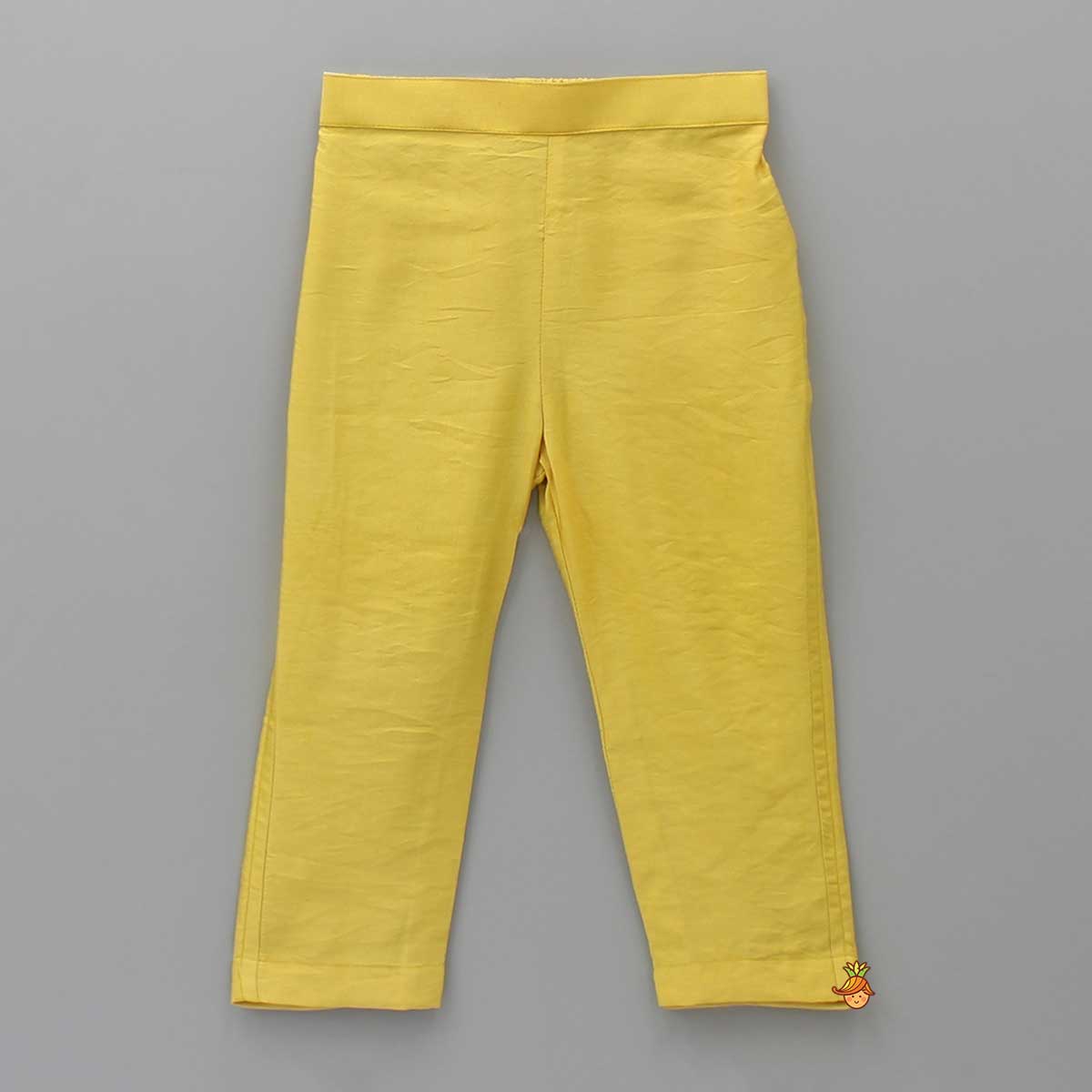 Pre Order: Animal Embroidered Front Overlap Shirt With Tie-Ups And Pant