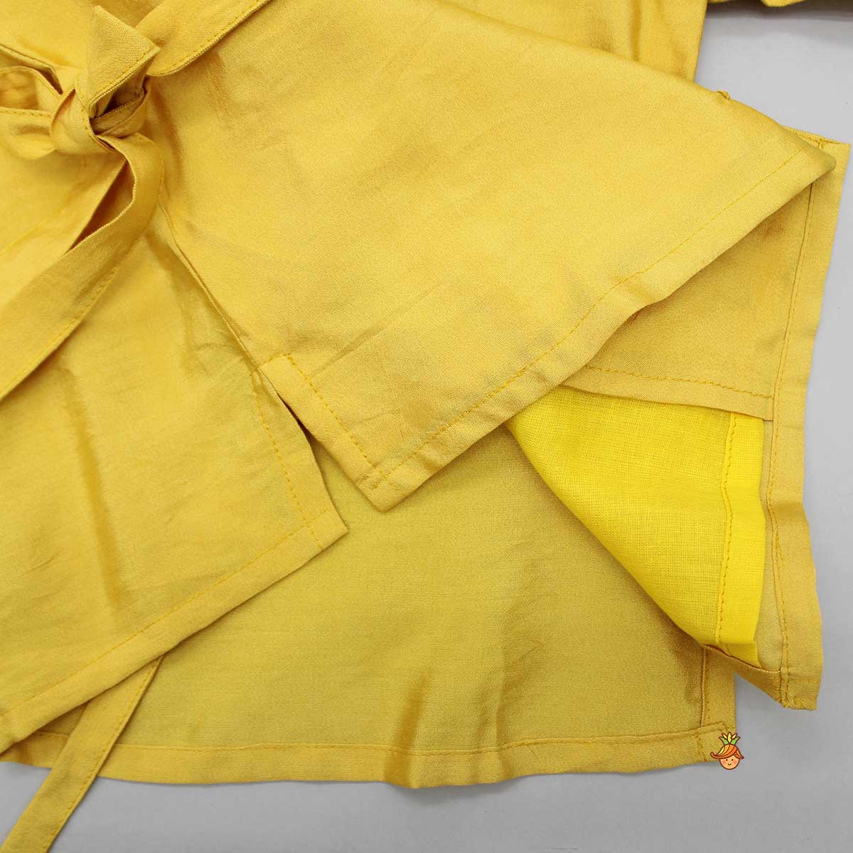 Pre Order: Animal Embroidered Front Overlap Shirt With Tie-Ups And Pant