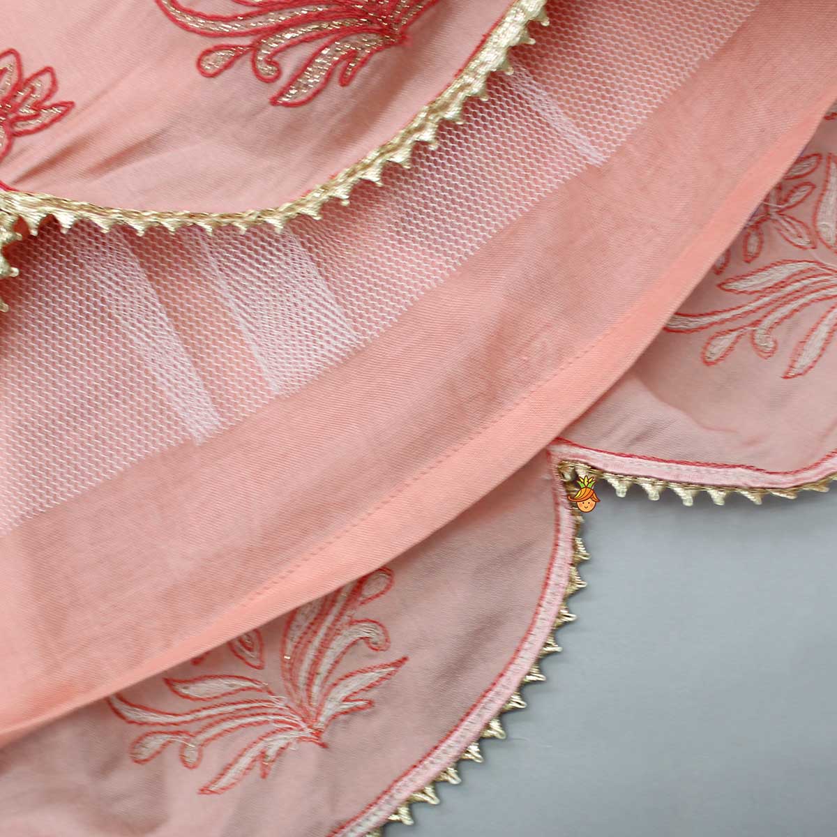 Pre Order: Faux Mirror And Thread Embroidered Top And Flared Lehenga