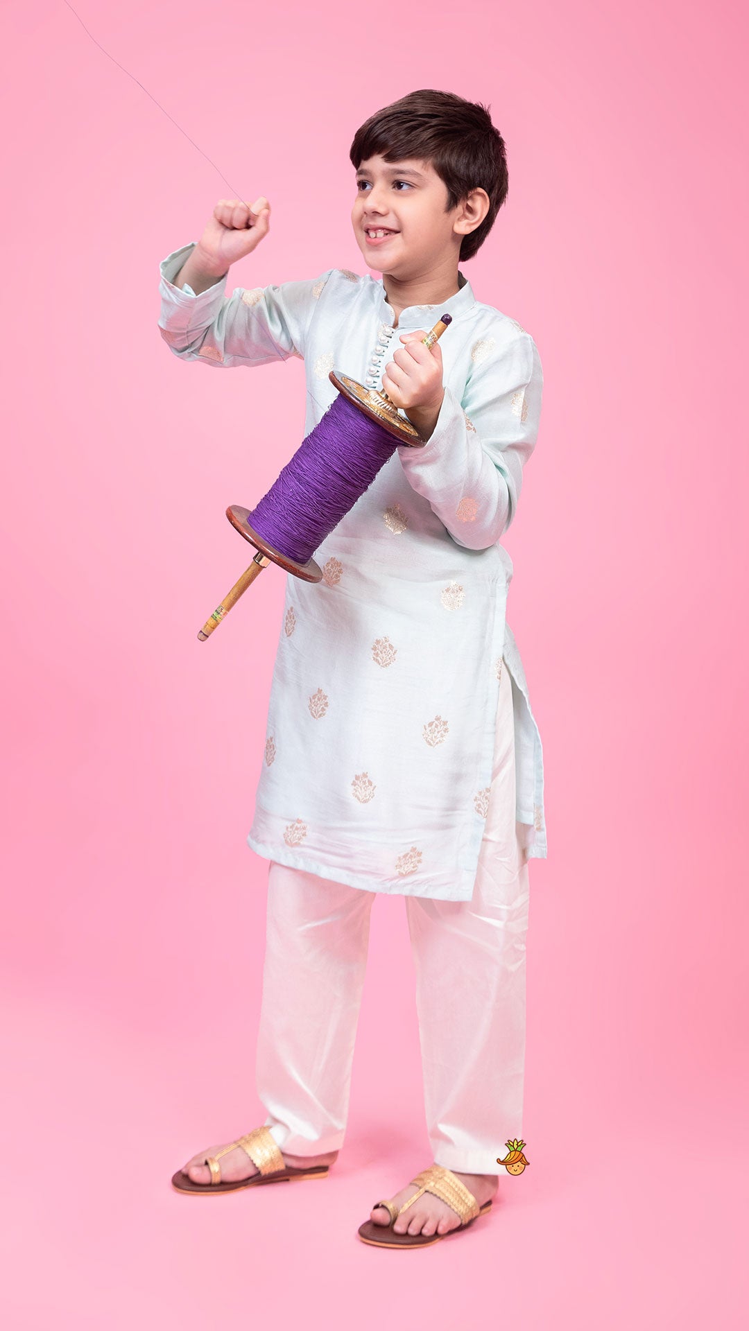 Pre Order: Green Kurta With Detailed Loop Buttons And Pyjama