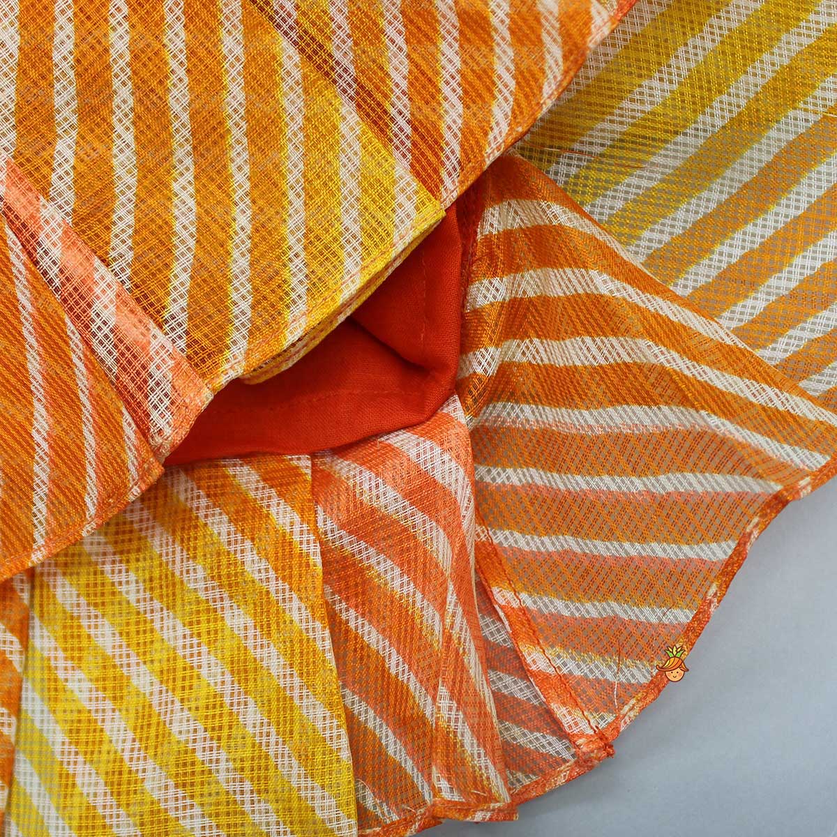 Pre Order: Leheriya Printed Puff Sleeves Top And Orange Bloomer