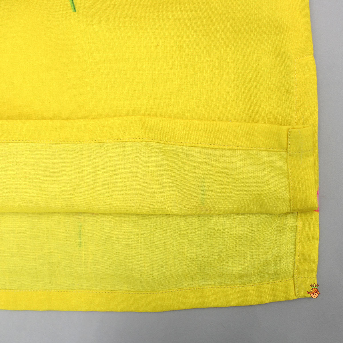 Pre Order: Yellow Printed Kurta With Open Jacket And Pyjama