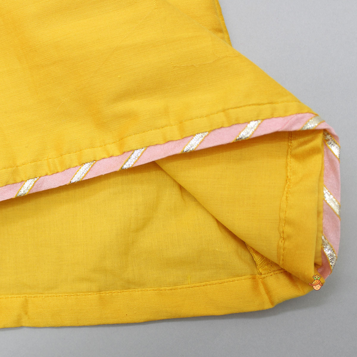 Pre Order: Embroidered Krishna Angarkha Style Kurta With Lace Work Dhoti And Mukut