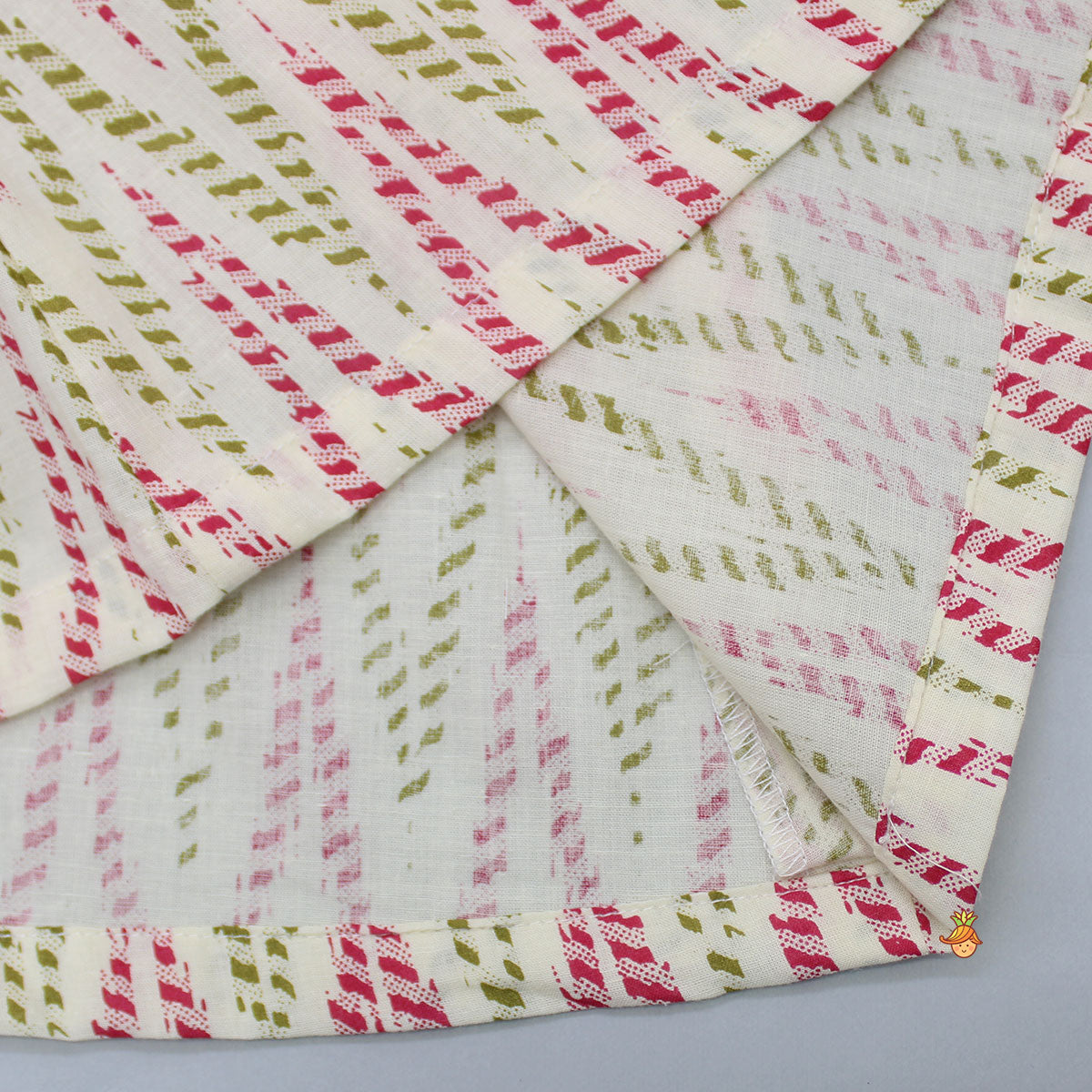 Pre Order: Off White Printed Top With Front Tie-Up Knot Jacket And Pant