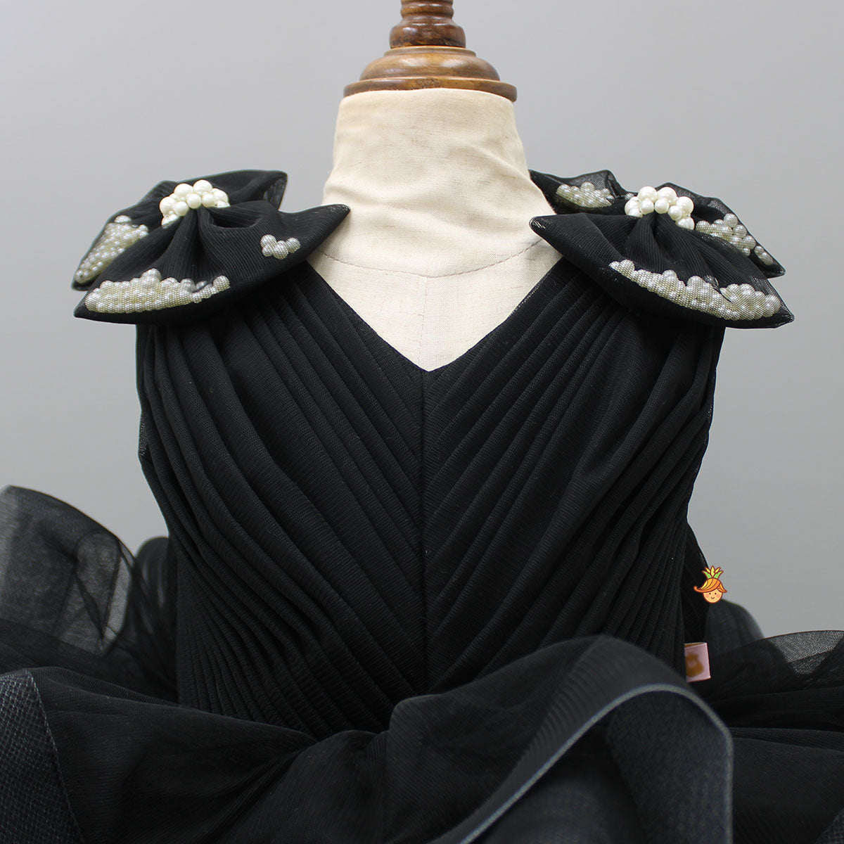 Pre Order: Multicolour Ruffle Net Black Dress