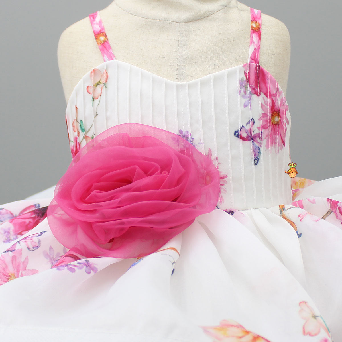 Pre Order: Floral Printed Pintuck Strappy Dress