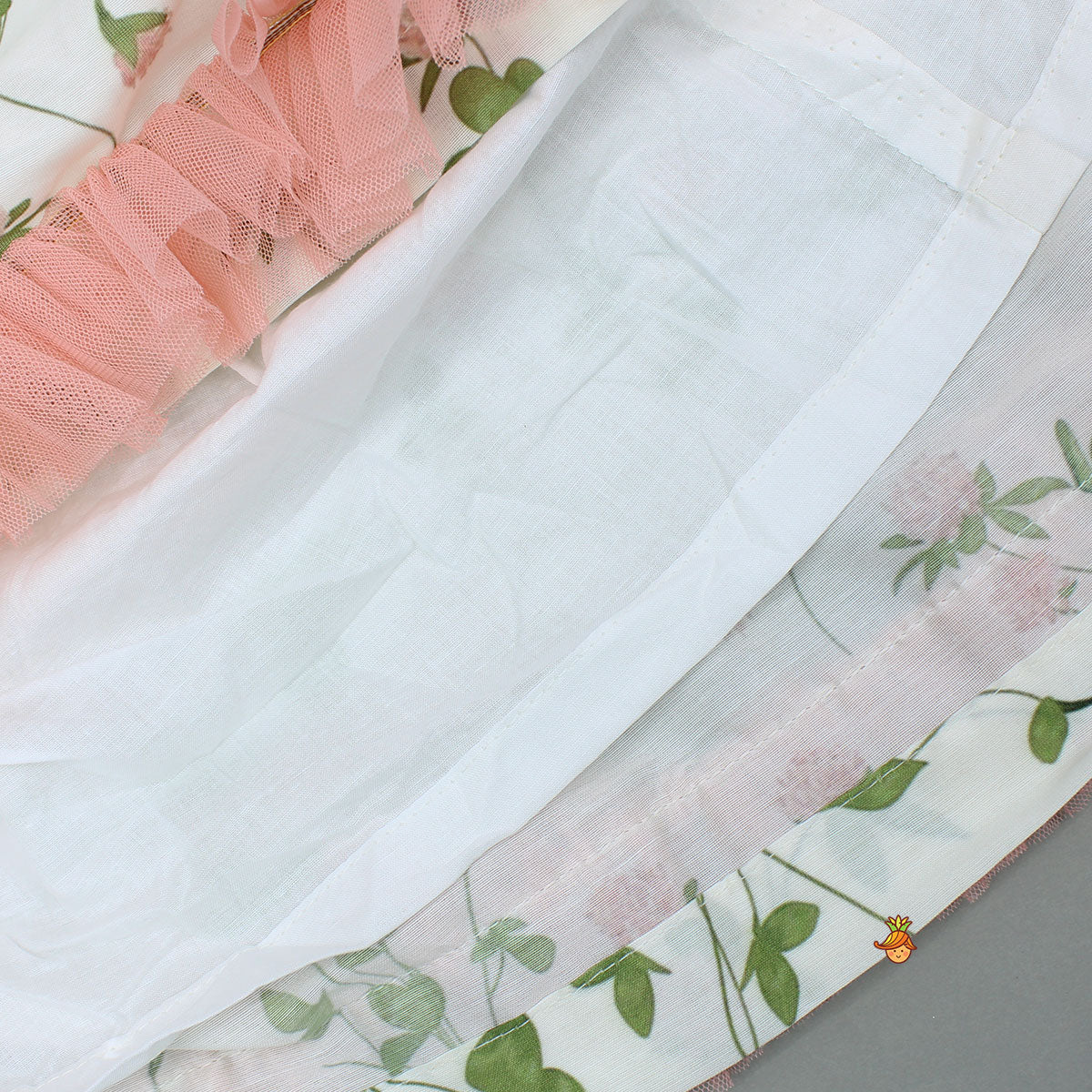Pre Order: Floral Printed Crop Top With Lehenga And Net Dupatta