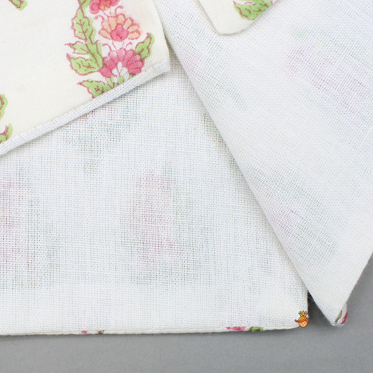 Pre Order: Floral Printed Kurta With Handworked Jacket And Dhoti.