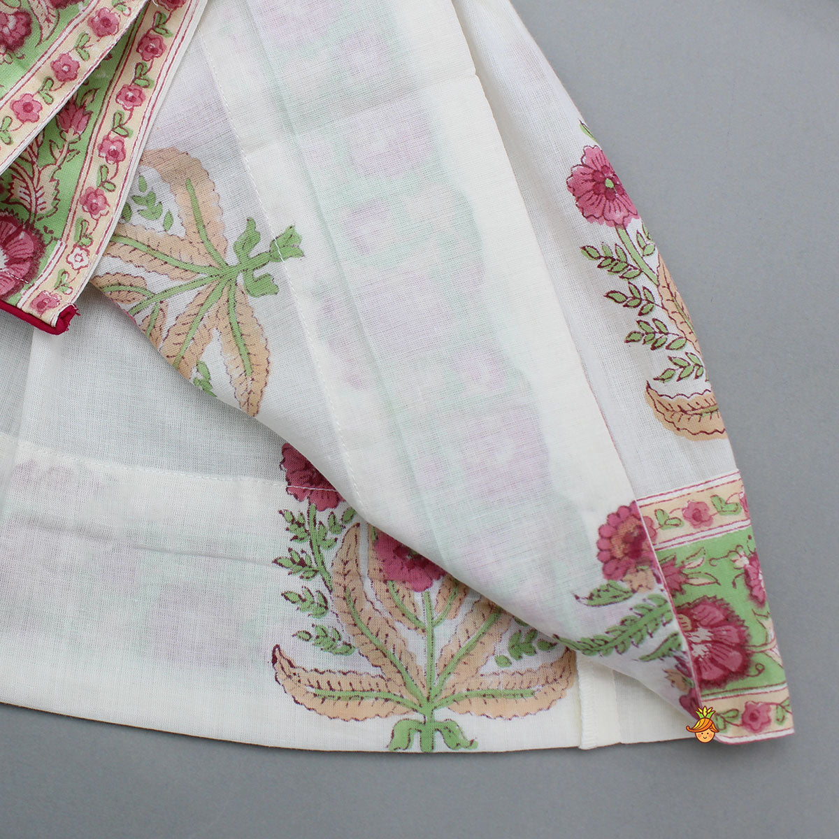 Pre Order: Floral Angarkha Kurti And Chevron Printed Tulip Pants