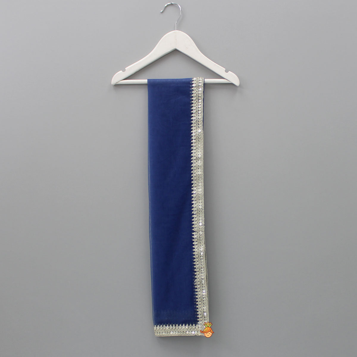 Net Lace Work Blue Dupatta