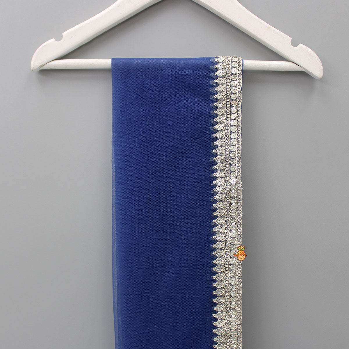 Net Lace Work Blue Dupatta