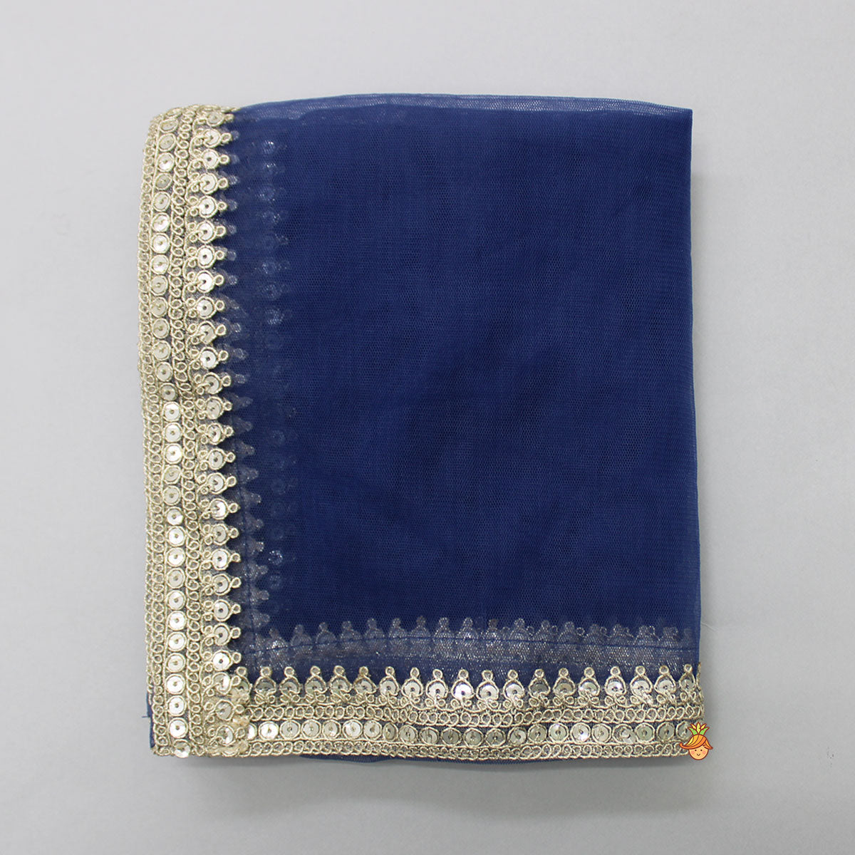 Net Lace Work Blue Dupatta