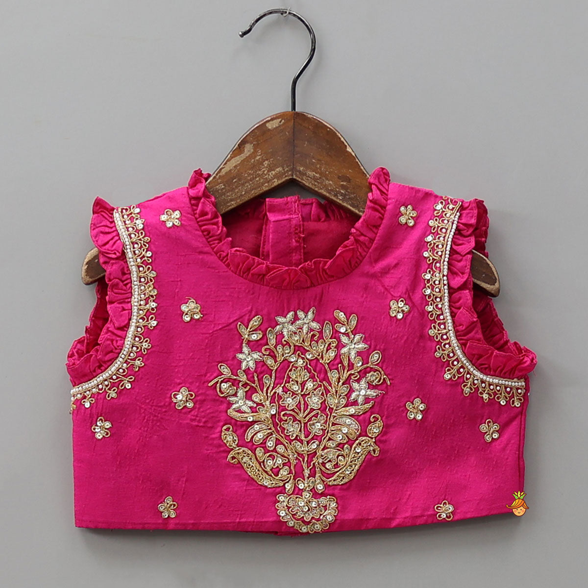 Pre Order: Sequin Embroidered Pink Top And Lehenga With Matching Net Dupatta