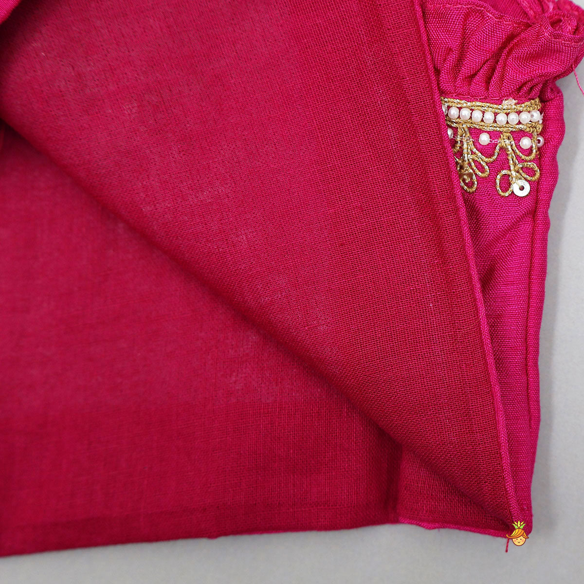 Pre Order: Sequin Embroidered Pink Top And Lehenga With Matching Net Dupatta