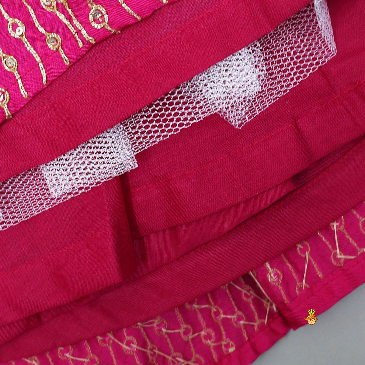 Pre Order: Sequin Embroidered Pink Top And Lehenga With Matching Net Dupatta