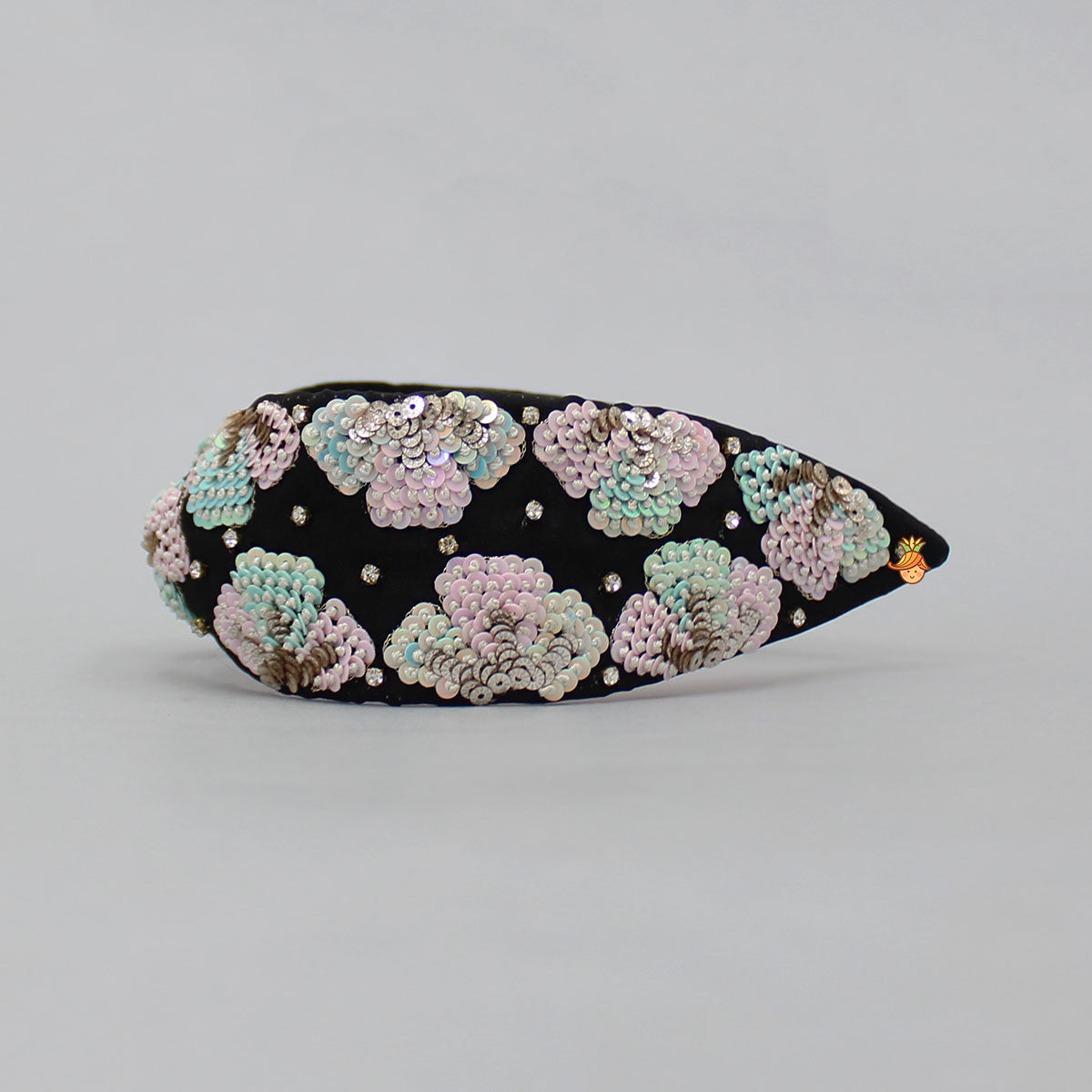 Sequin Embroidered Black Hairband