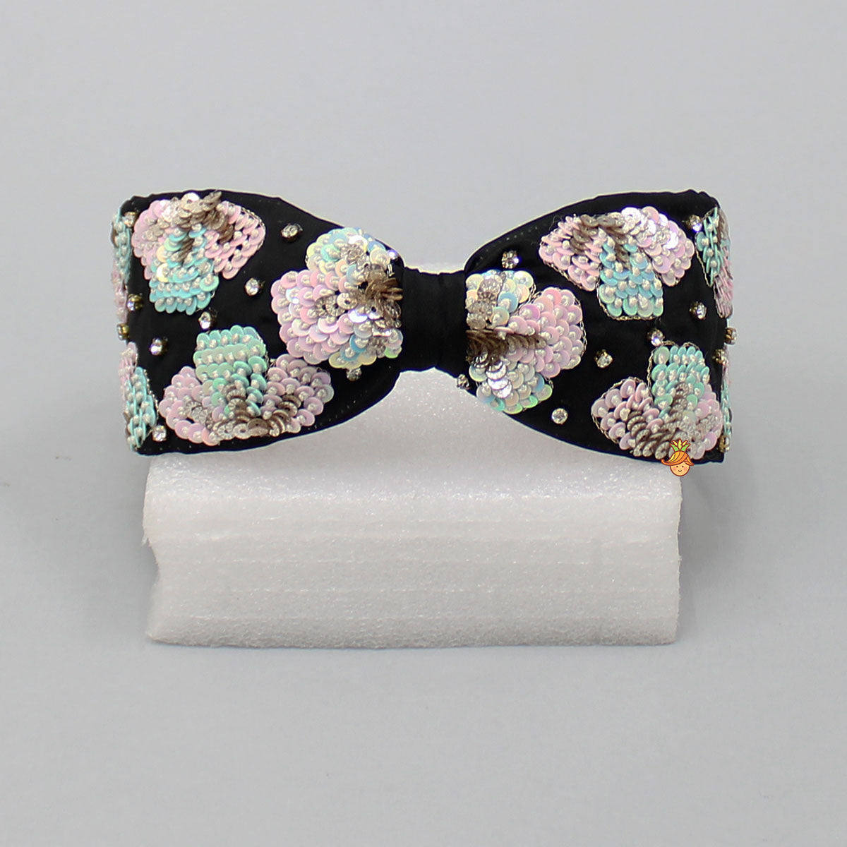 Sequin Embroidered Black Hairband