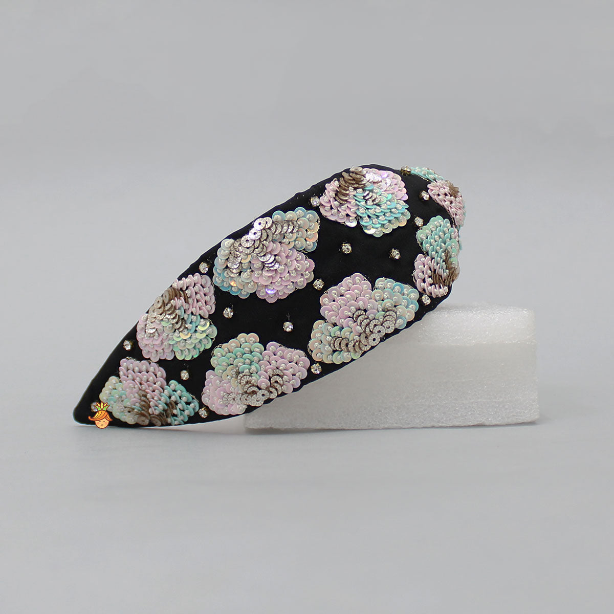 Sequin Embroidered Black Hairband