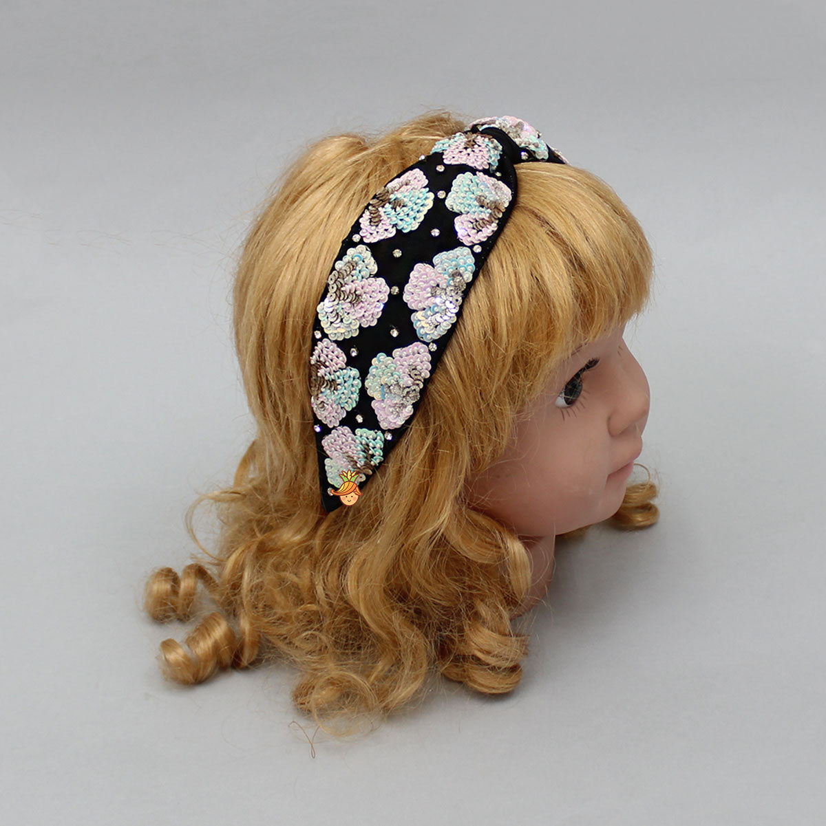 Sequin Embroidered Black Hairband