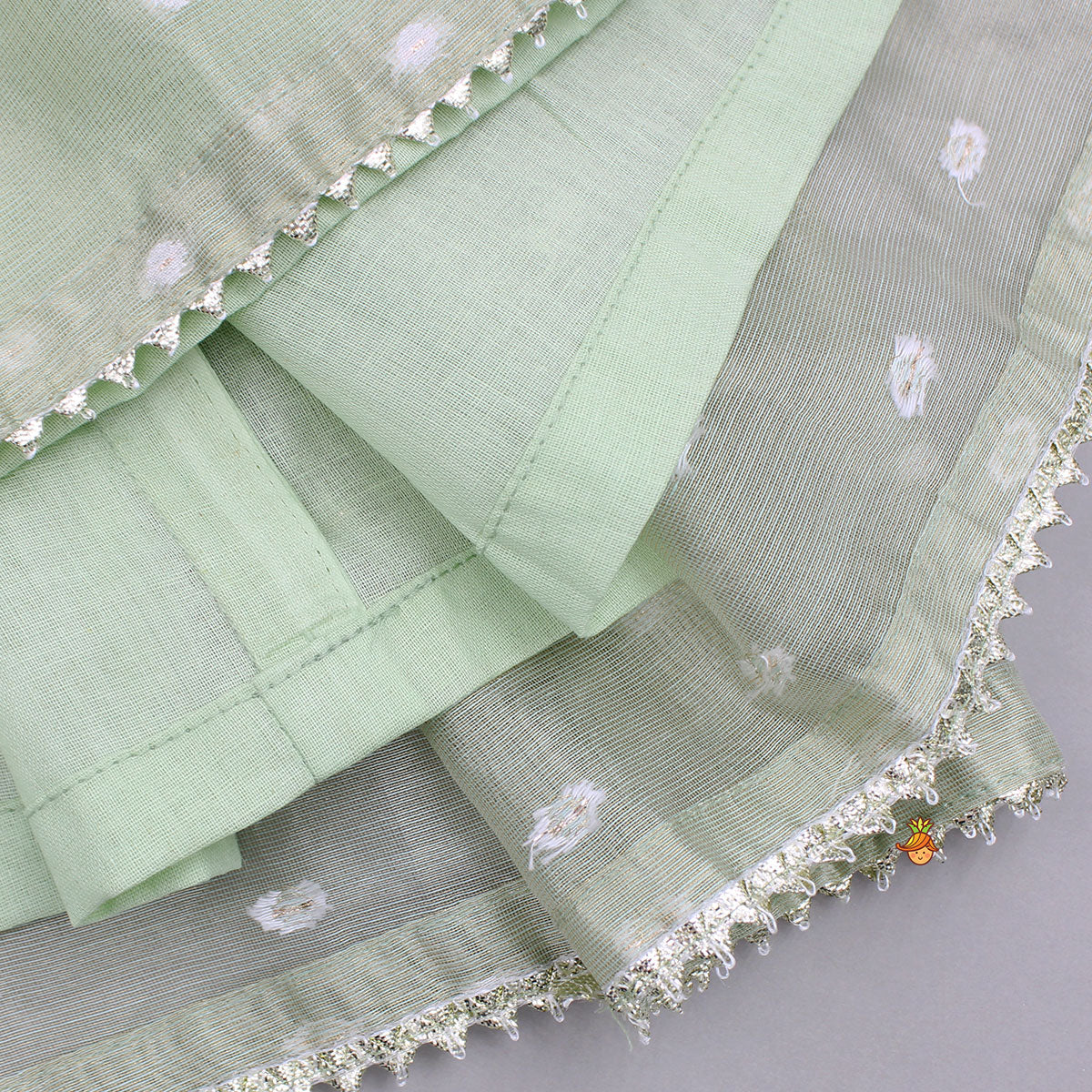 Pre Order: Green Butti Work Embroidered Top With Lehenga