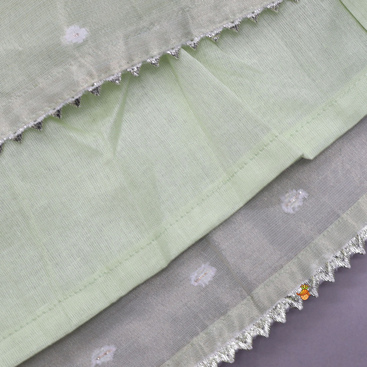 Pre Order: Green Butti Work Embroidered Top With Lehenga