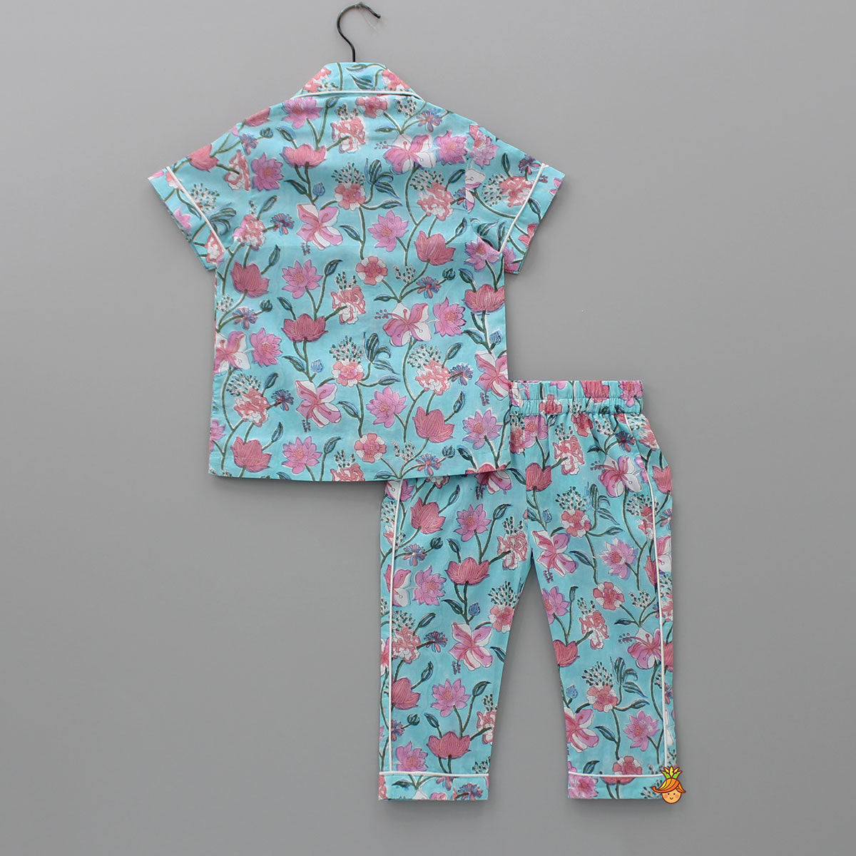 Pre Order: Hand Block Floral Printed Multicolour Sleepwear