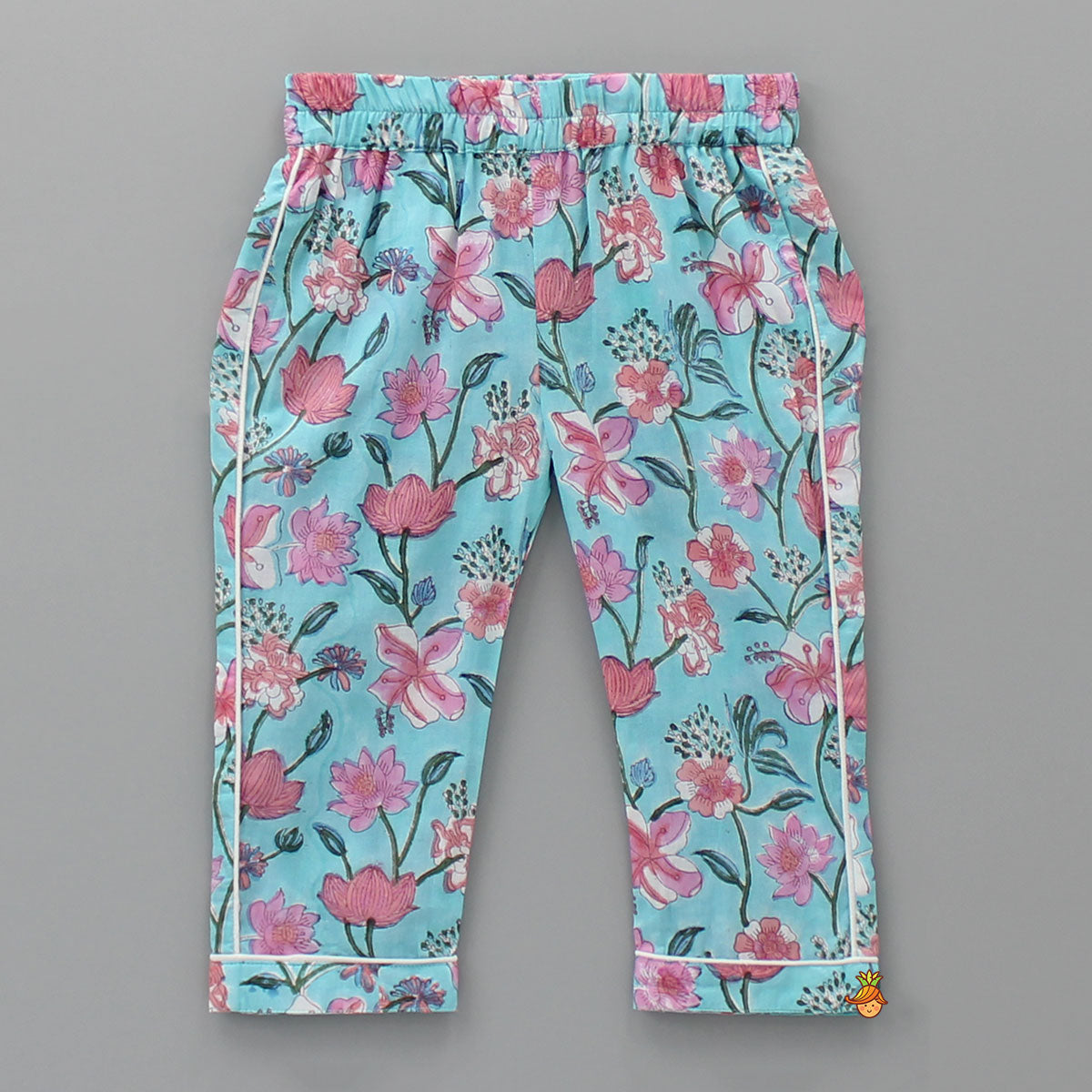 Pre Order: Hand Block Floral Printed Multicolour Sleepwear