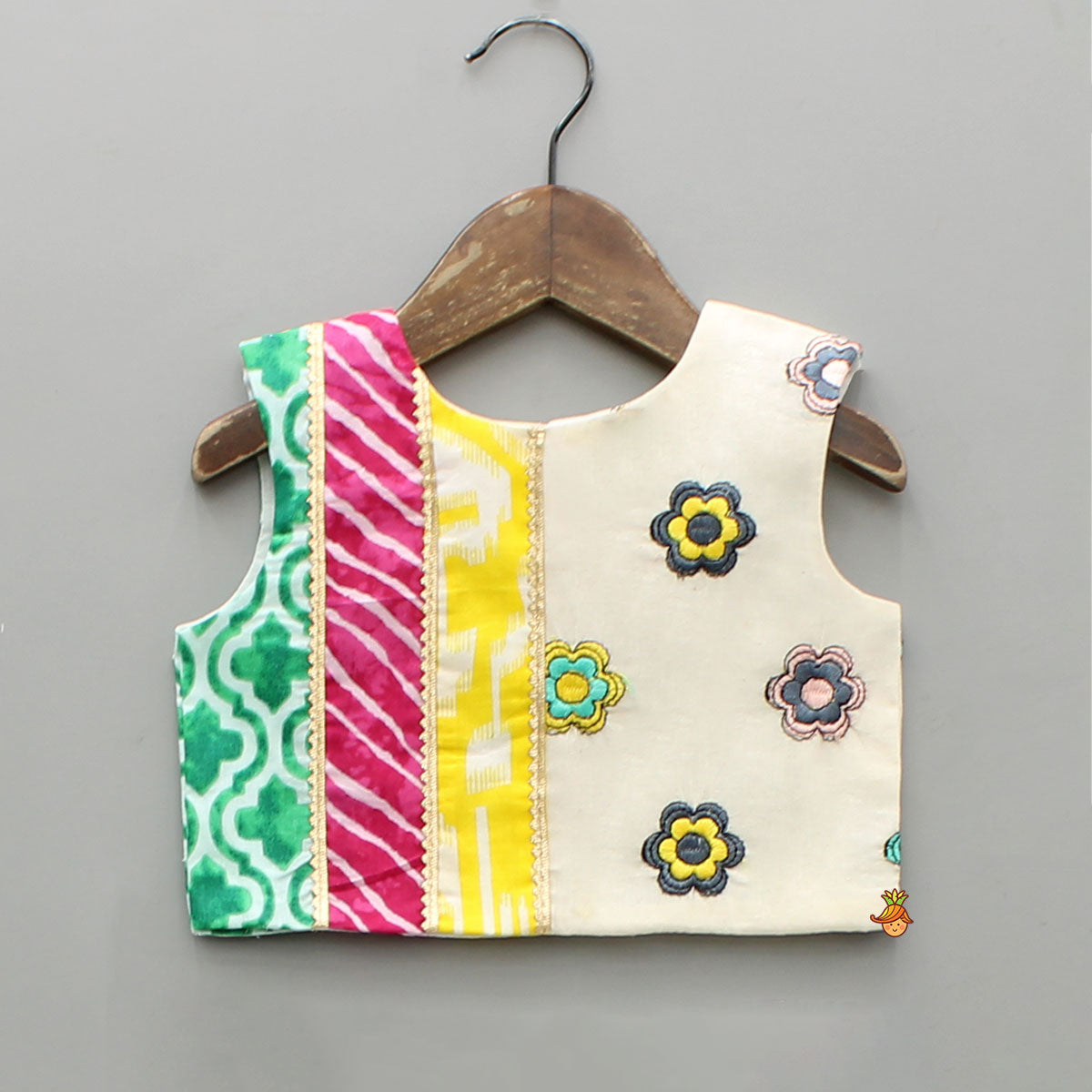 Pre Order: Multicoloured Printed Embroidered Top And Lehenga With Matching Dupatta
