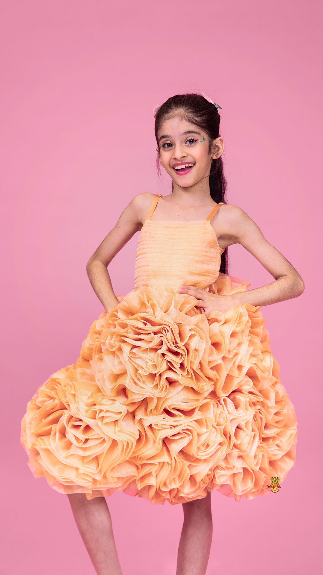 Pre Order: Pleated Yoke Organza Strappy Dress