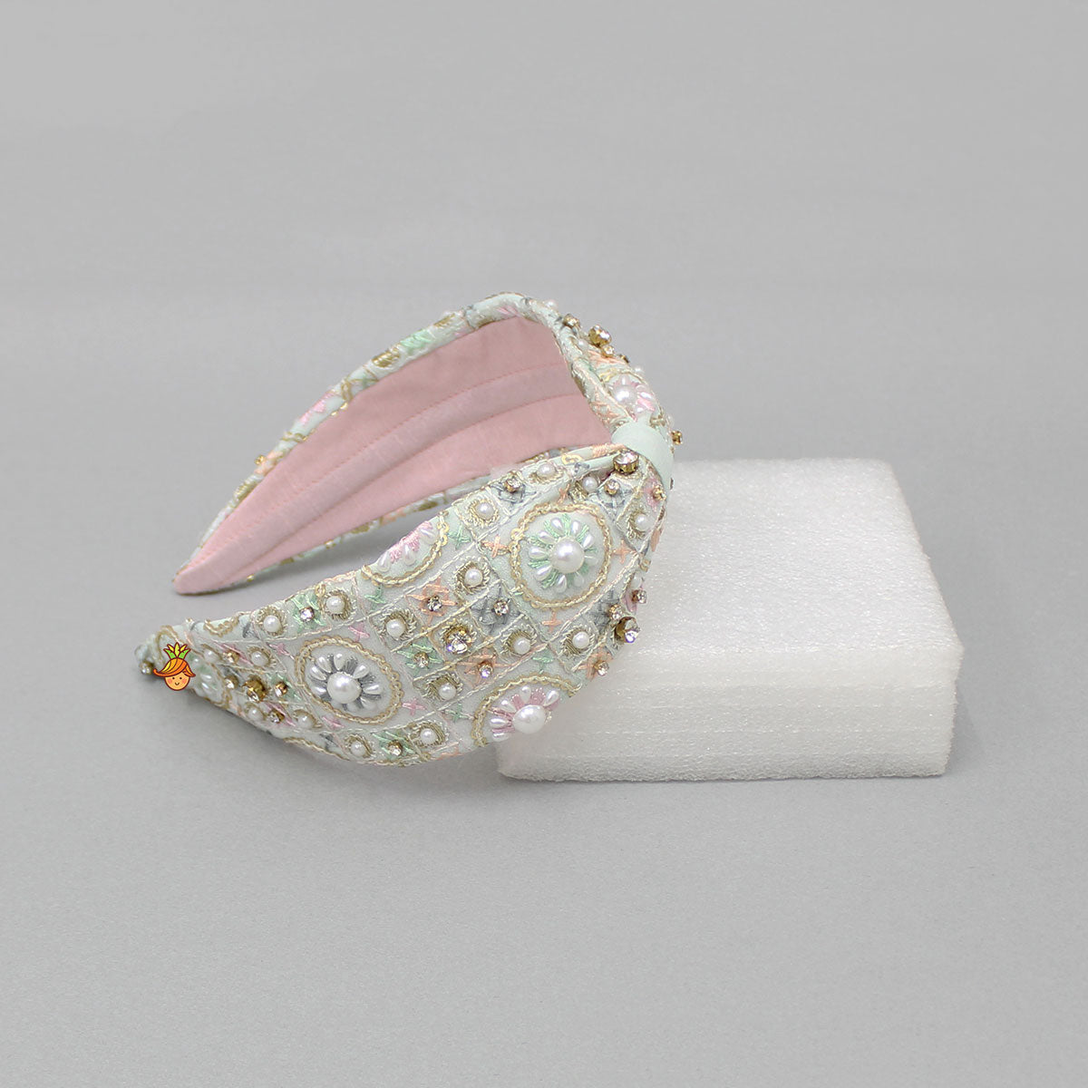 Embroidered Sequins And Beaded Work Green Hairband