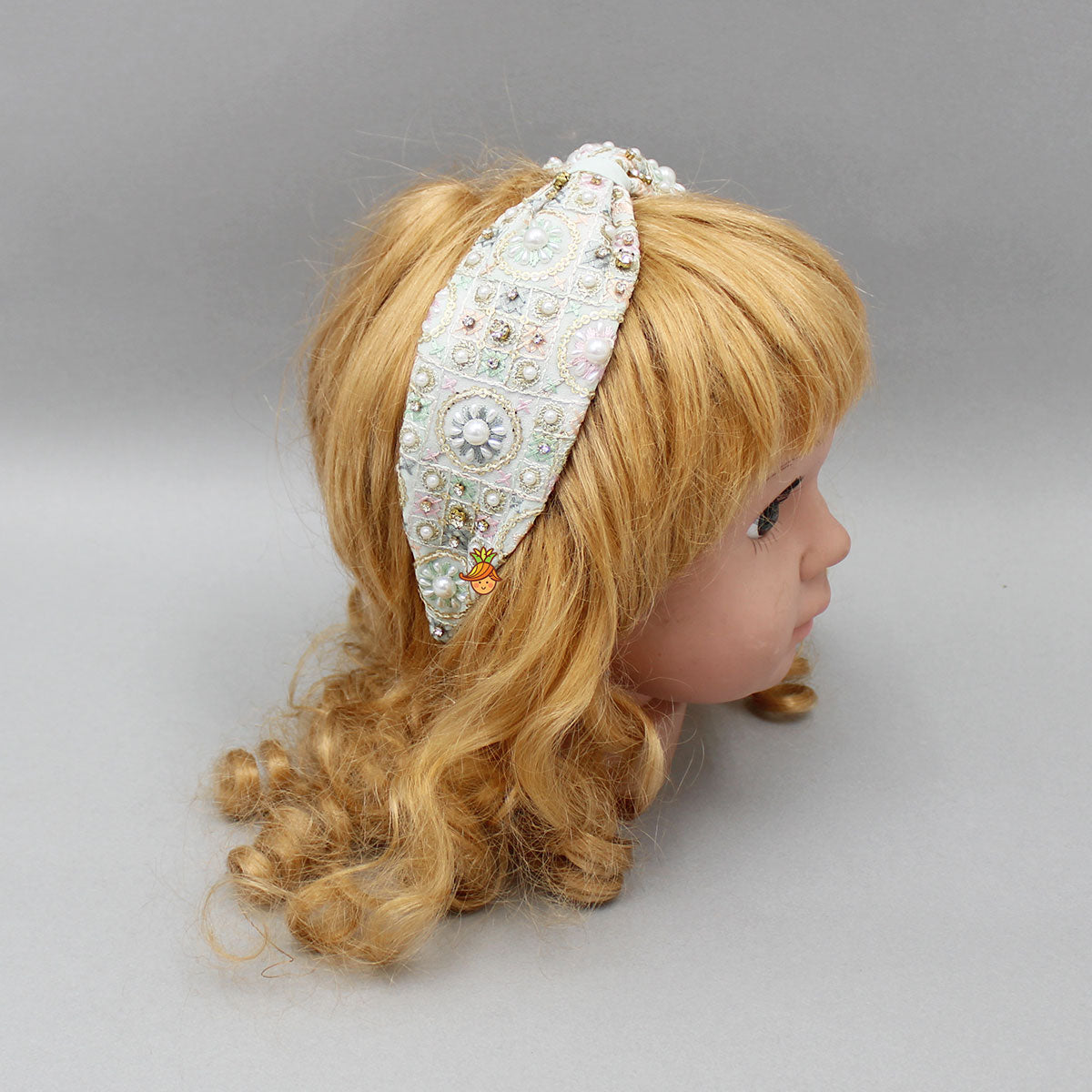 Embroidered Sequins And Beaded Work Green Hairband