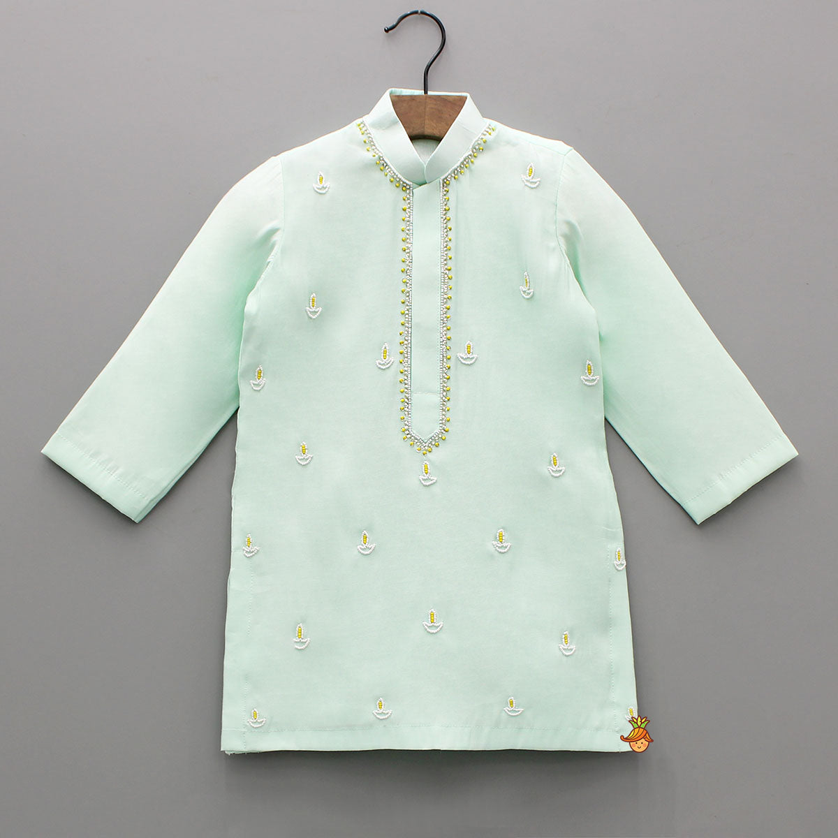 Pre Order: Diya Hand Embroidered Green Kurta And Churidar