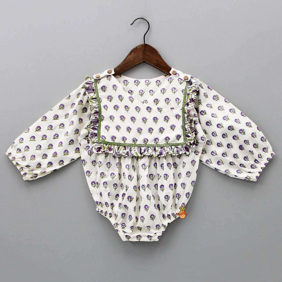 Pre Order: Floral Printed Bodysuit With Overlap Front