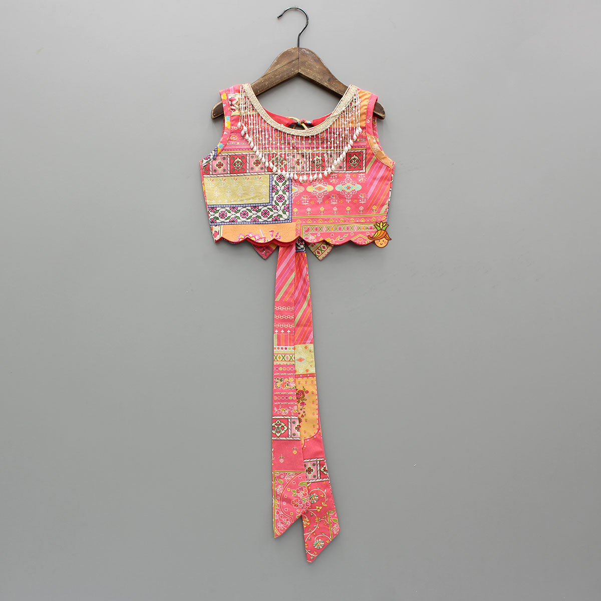 Pre Order: Floral Printed Multicolour Top And Lehenga