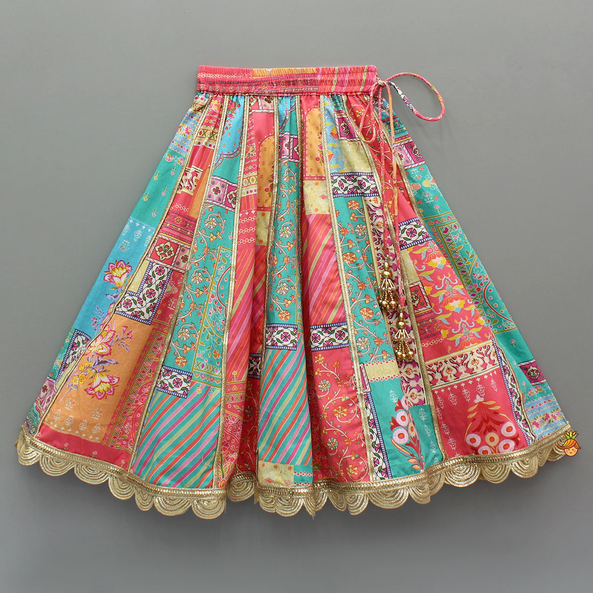 Pre Order: Floral Printed Multicolour Top And Lehenga