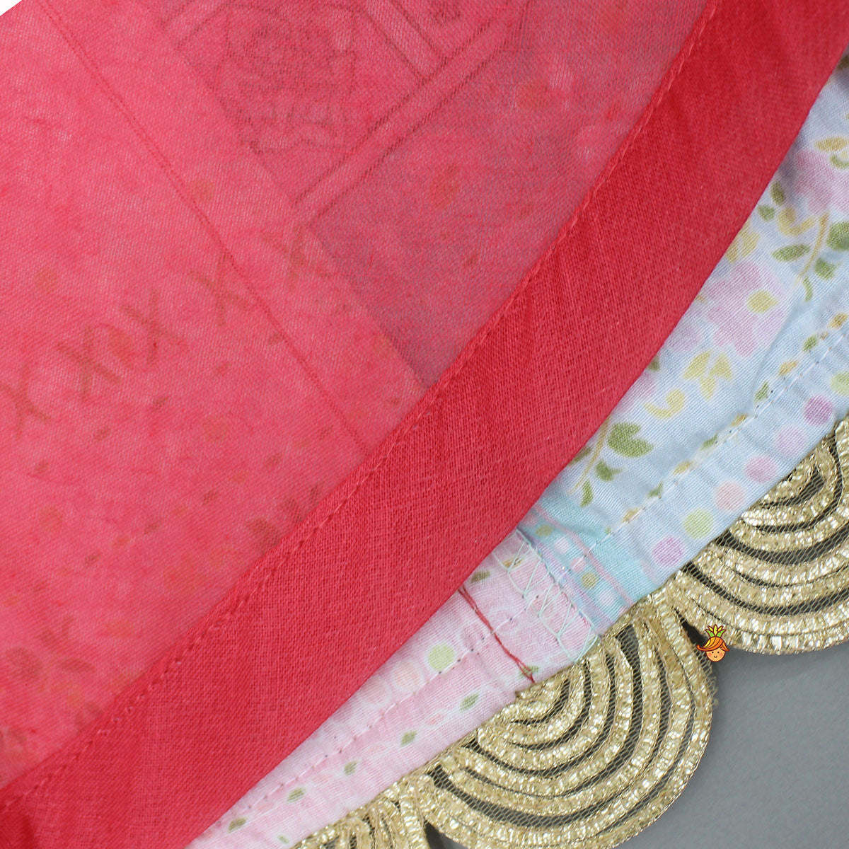 Pre Order: Floral Printed Multicolour Top And Lehenga
