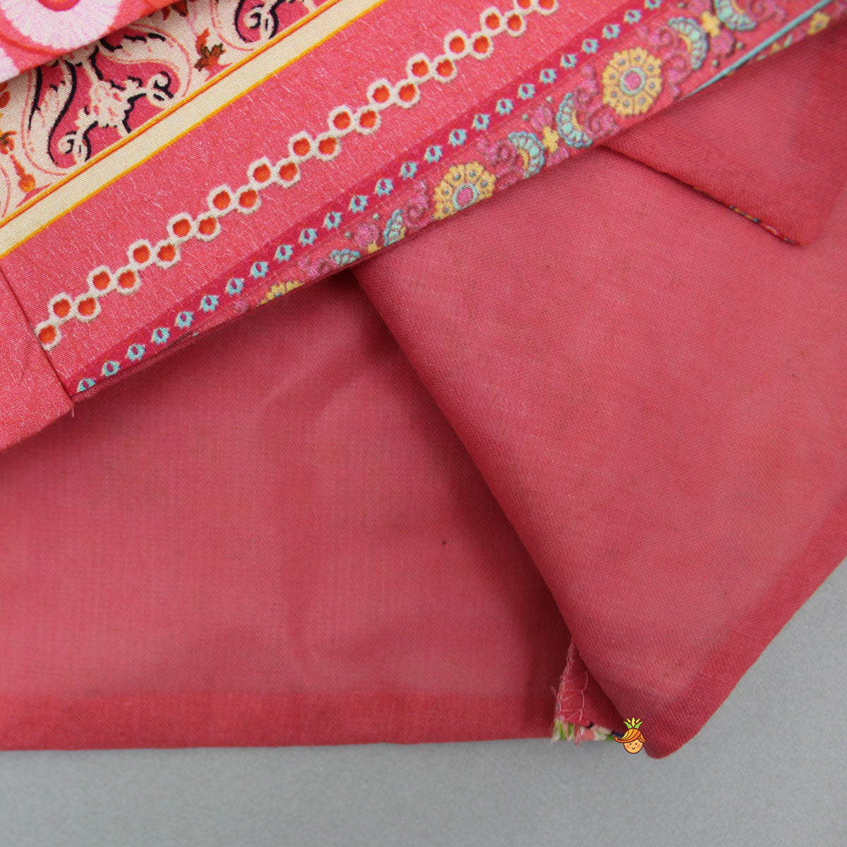 Pre Order: Orange Printed Kurta With Jacket And Pyjama