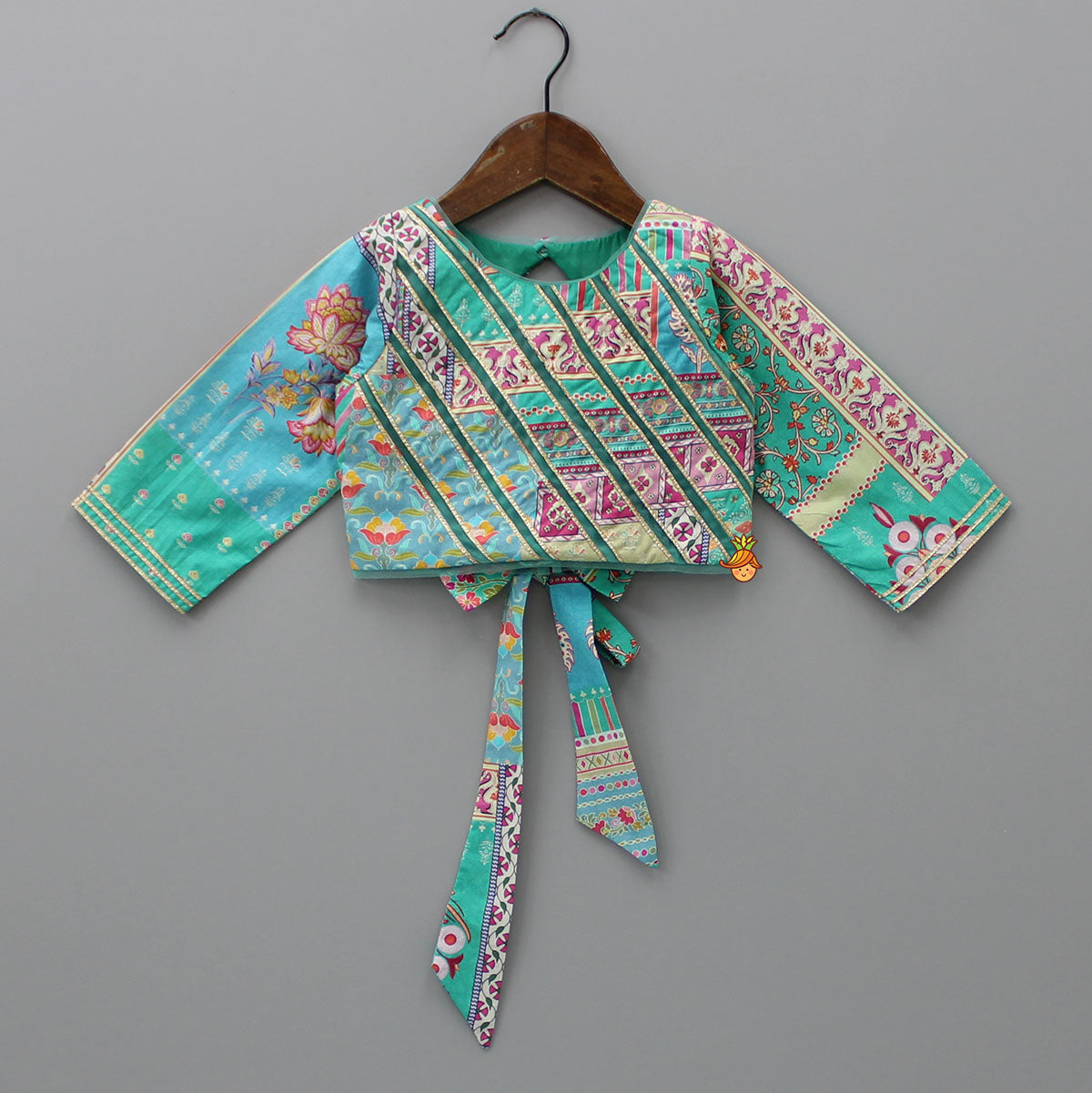 Pre Order: Floral Printed Gota Lace Top With Lehenga