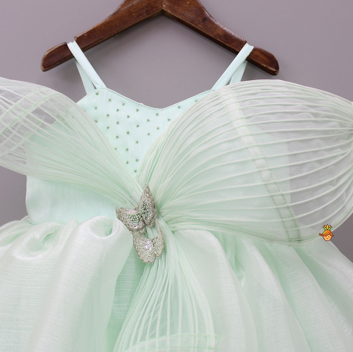 Pre Order: Green Butterfly Embroidered Embellished Gown