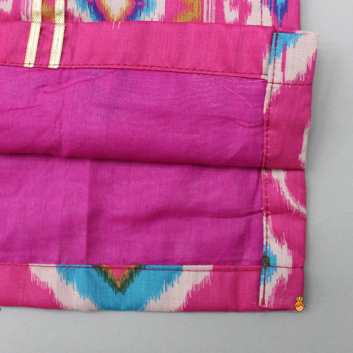 Pre Order: Ikat Printed Pink Kurta With Churidar