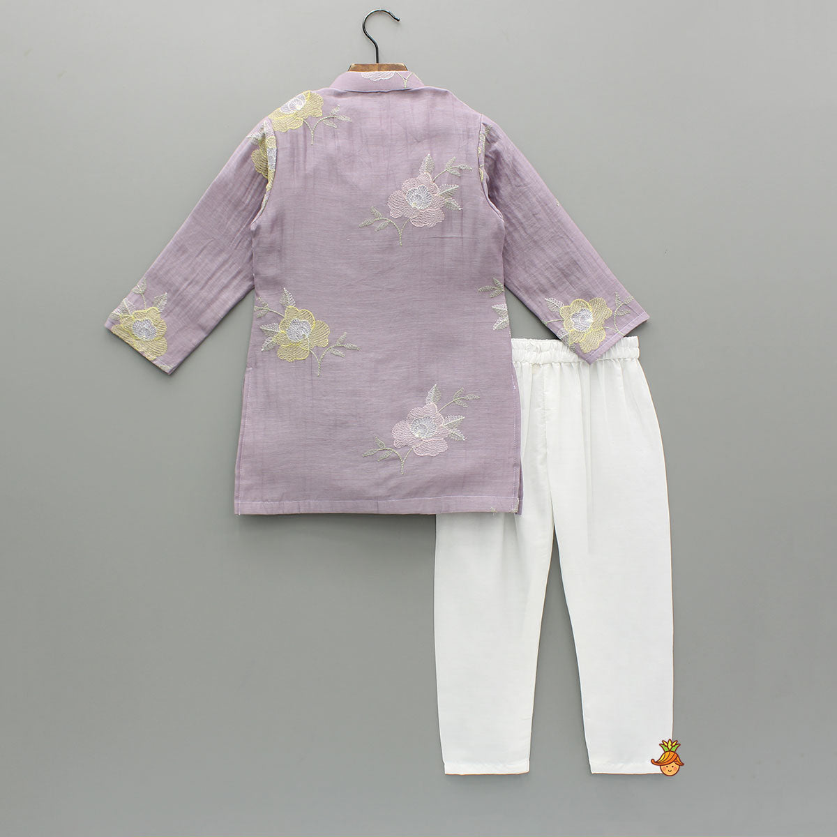 Pre Order: Embroidered Lavender Kurta With Pyjama