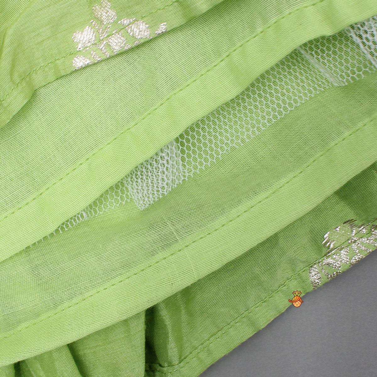 Pre Order: Embroidered Top Green And Brocade Lehenga