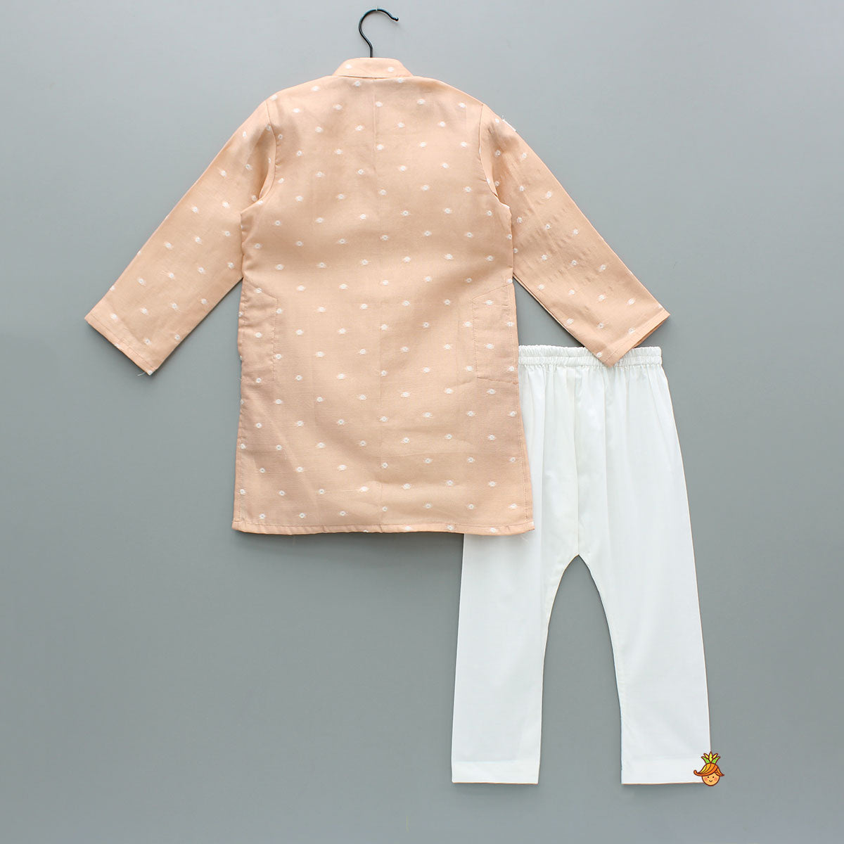 Pre Order: Butti Work Peach Kurta And Pyjama
